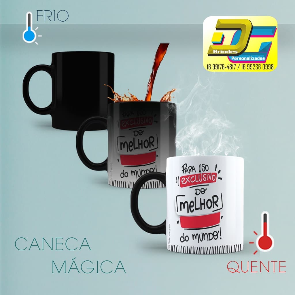 Caneca Mágica Personalizada dia dos Namorados com Foto Porcelana de Alta Qualidade preta ceramica
