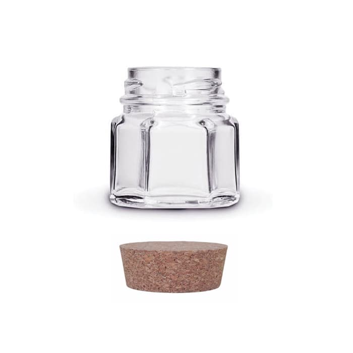 Potinho Vidro  Sextavado 40ml - Tampa Rolha - Tempero Vela Doce Mel Brigadeiro Lembrancinha Geleia - 10 Unidades