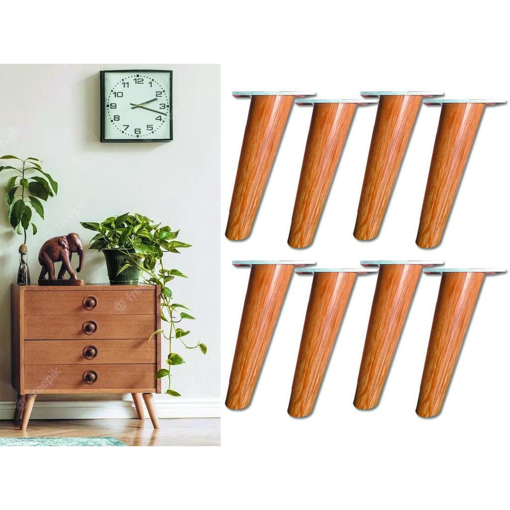 Pé Palito Retro 15cm C/ Base Metal Angelim - Kit 8pcs