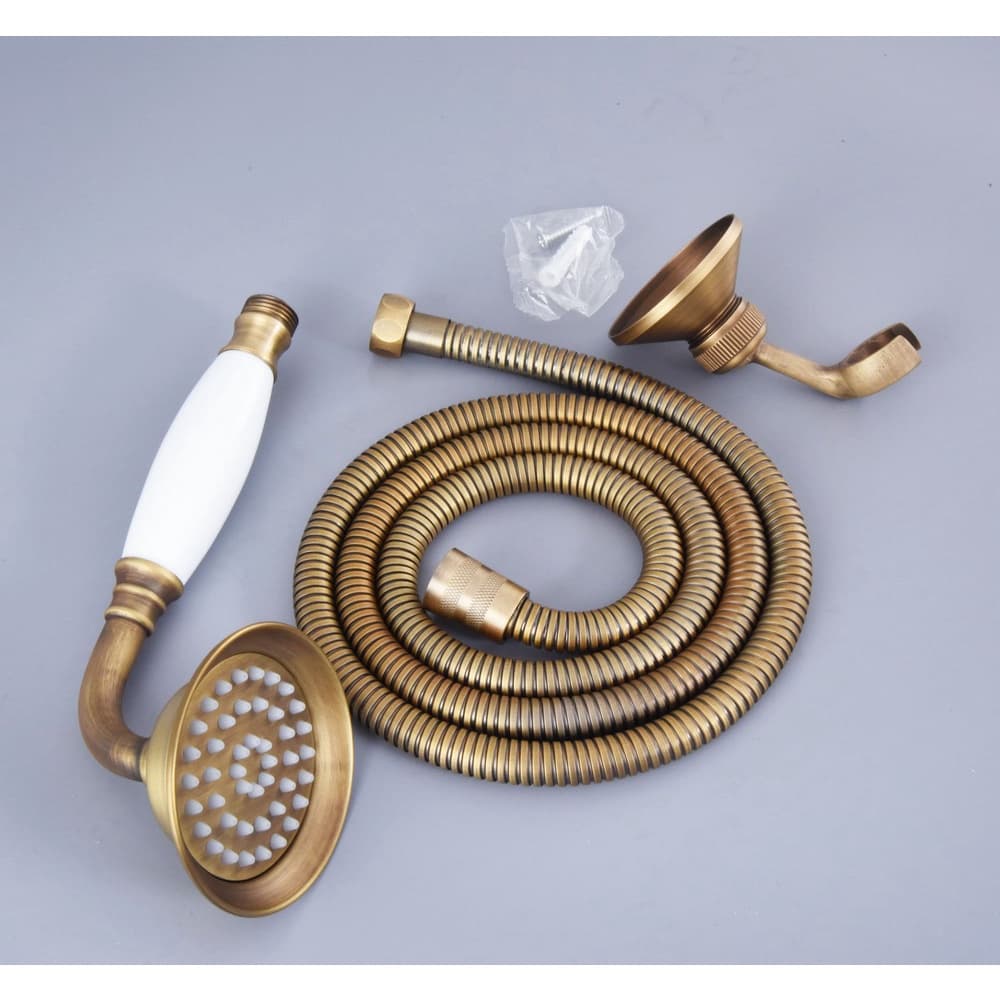 Latão Antigo Vintage Retro Hotel Banheiro Cerâmica Chuveiro Portátil Spray Pulverizador Cabeça/Mangueira De 1.5 M/Conjun