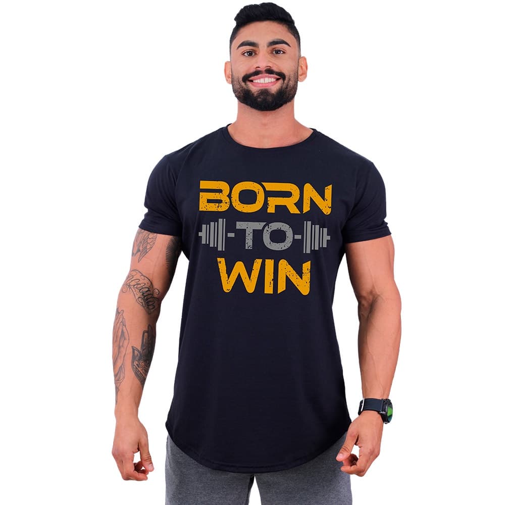 Camiseta Longline Slim Masculina MXD Conceito Musculação Academia Lazer No Pain No Gain Halteres