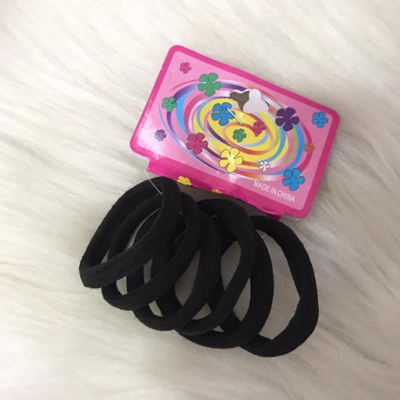 Kit com 6 Elásticos de Cabelo Rabicó tipo Meia Xuxa Infantil Preta
