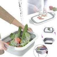 MULTIFUNCIONAL Dobrável Tábua de corte Escorredor e Cesto de alimentos de silicone