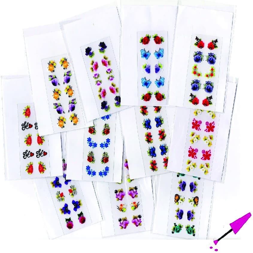 200 Adesivo de unha adesivos de unhas artesanais 3d peliculas decoraçao de unhas varejo e atacado luxo + Brinde!