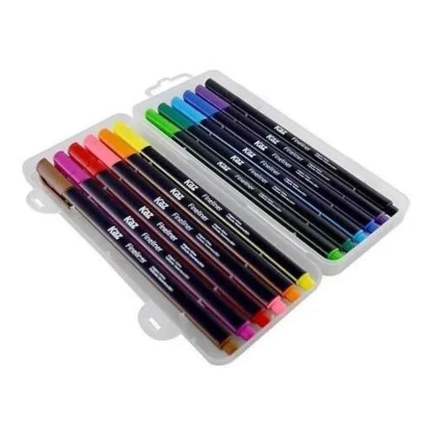Caneta Hidrográfica Fineliner 12 Cores Ponta 0.7mm