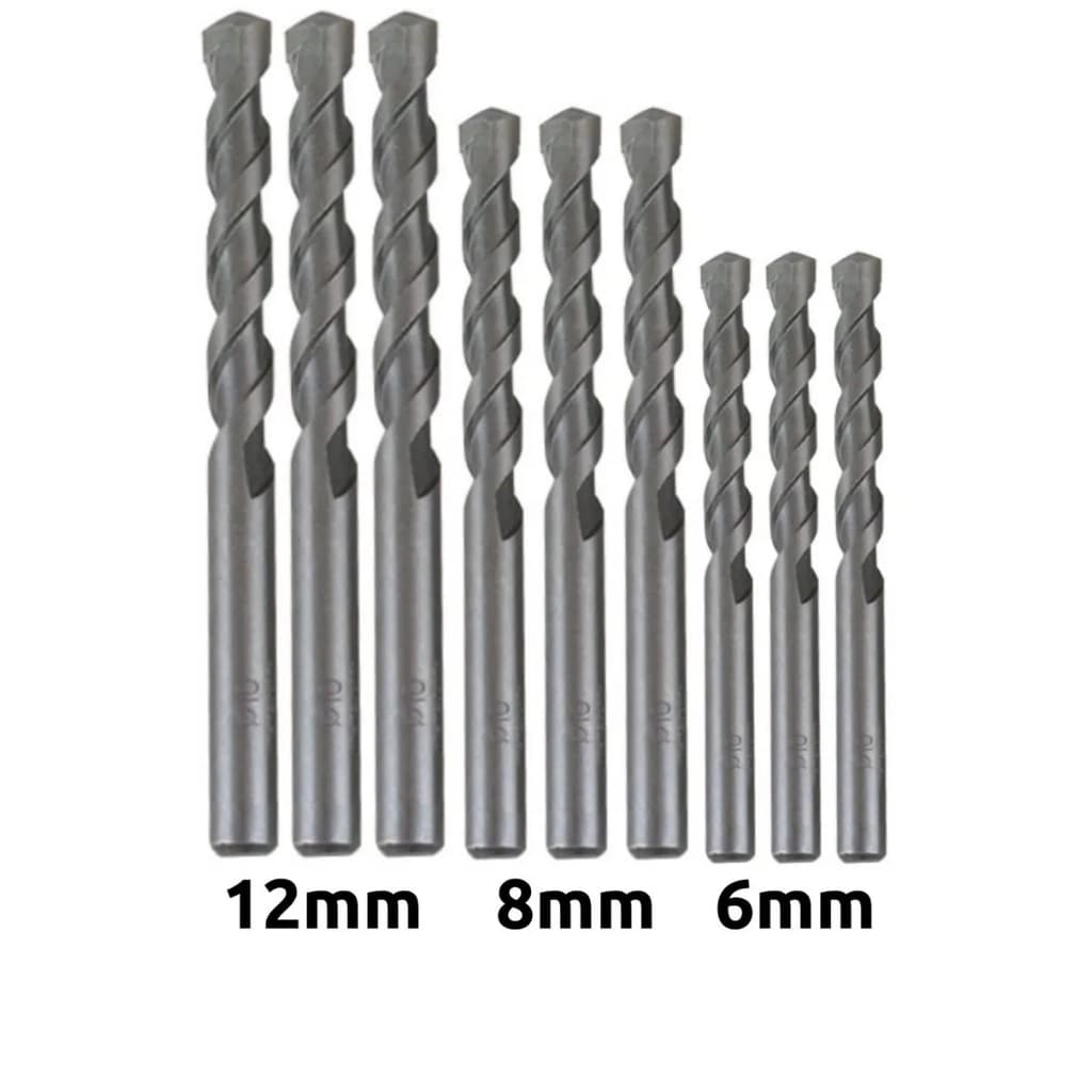 Kit Jogo De Brocas Videa Para Concreto Parede Jogo 9 Peças - (6,8,12mm) - Fertak.