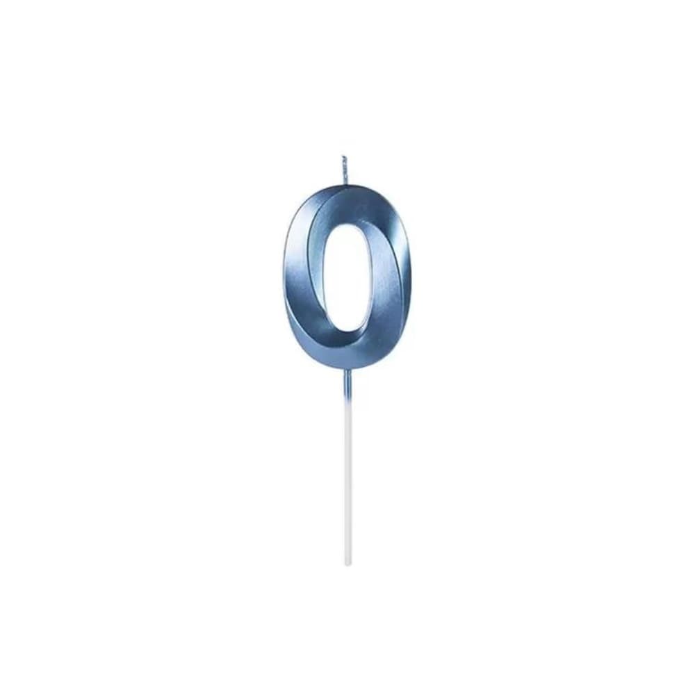 Vela De Aniversário Número Design Azul - Silver Festas