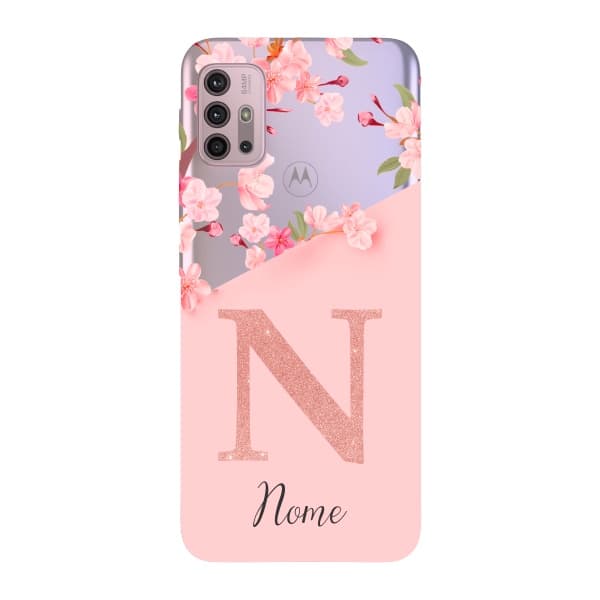 Capinha para Moto G20 Anti Impacto Personalizada - Delicate Flowers com nome e fundo transparente