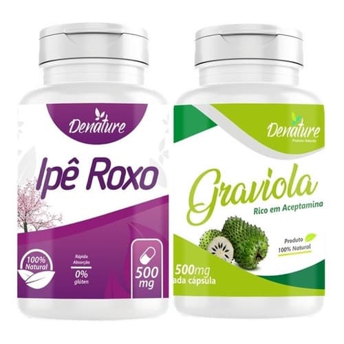 Ipê Roxo + Graviola 500mg 60 Cápsulas Denature