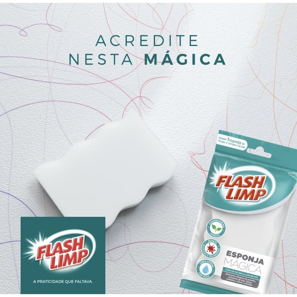 Esponja Mágica Ecológica Flashlimp -  Esponja Limpa Paredes - MELAMINA
