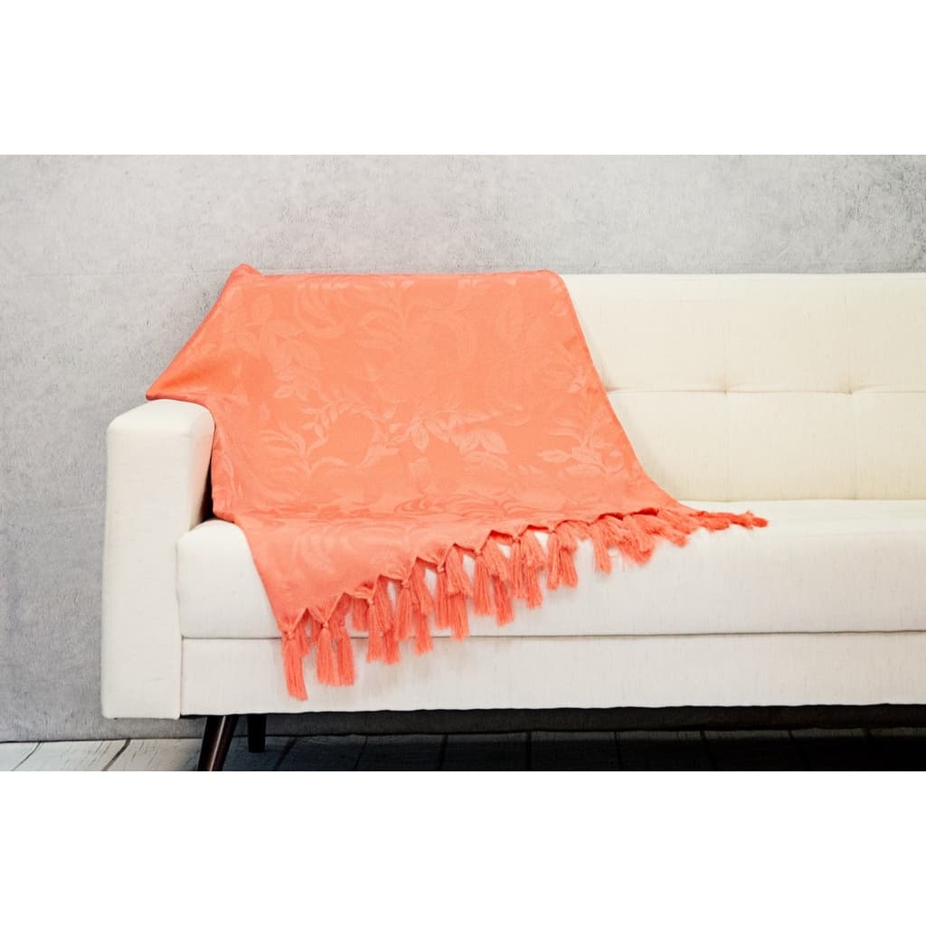 Xale Manta Sofá Jacquard Goiaba 1,80mx1,40m