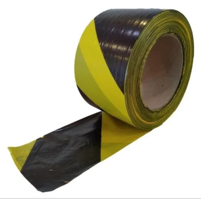 Fita Zebrada para Isolamento e Sinalização Preto/Amarelo 70MMX200MTS