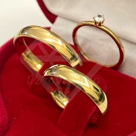 Par De Aliança De Moeda Antiga Redonda Banhada A Ouro 18K