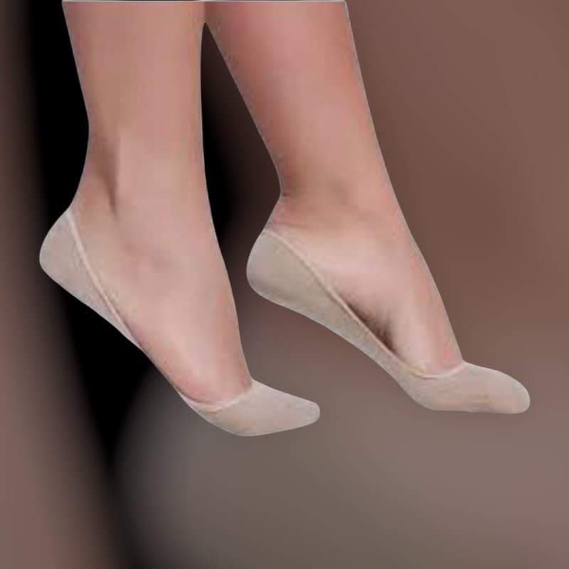 Kit 3 Pares Meia Sapatilha Invisível Feminina Bege Preta com Silicone