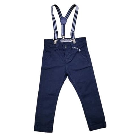 Calça De Sarja Azul Marinho, Com Suspensorio E Regulador Interno, Tamanho 1,2 E 3