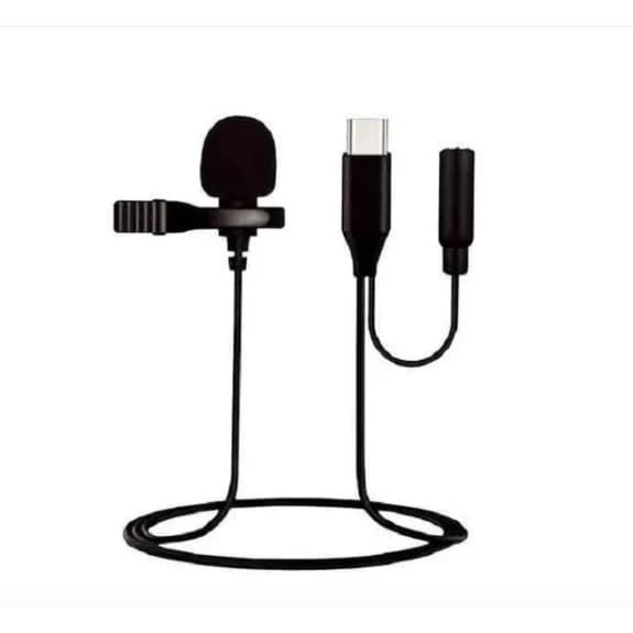 Microfone Condensador De Lapela Conector Tipo C youtubers