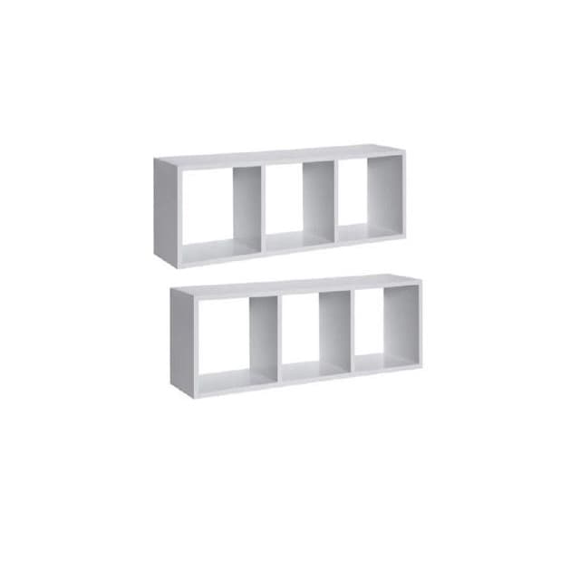 Kit 2 Nicho Triplo Retangular 50x20x8 p\Banheiro Quarto 100%Mdf Branco