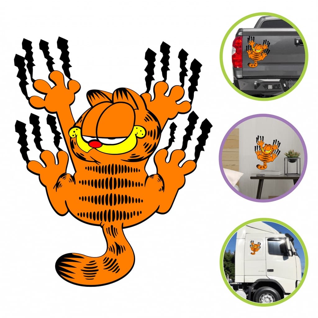 Adesivos Para Carro Garfield O Felino 20cmX25cm Gato Acessórios Decoração Parabrisa Geek Nerd Desenhos