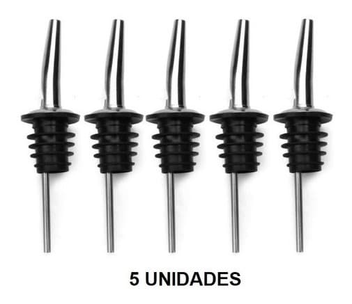 Kit 5 Bicos Dosador Inox Em Silicone Vinho Bebida Coquetel