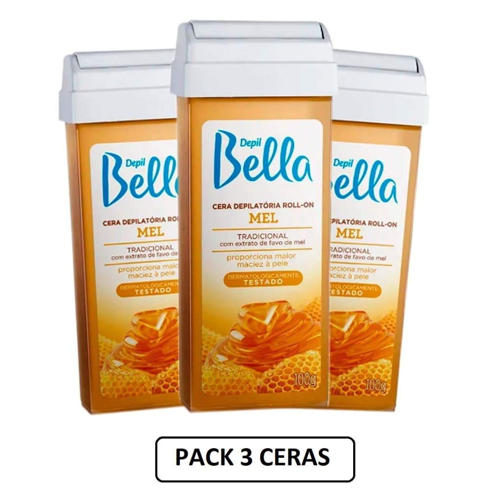 Kit Com 3 Refil Cera Depilatória Roll-on Depil Bella 100g P
