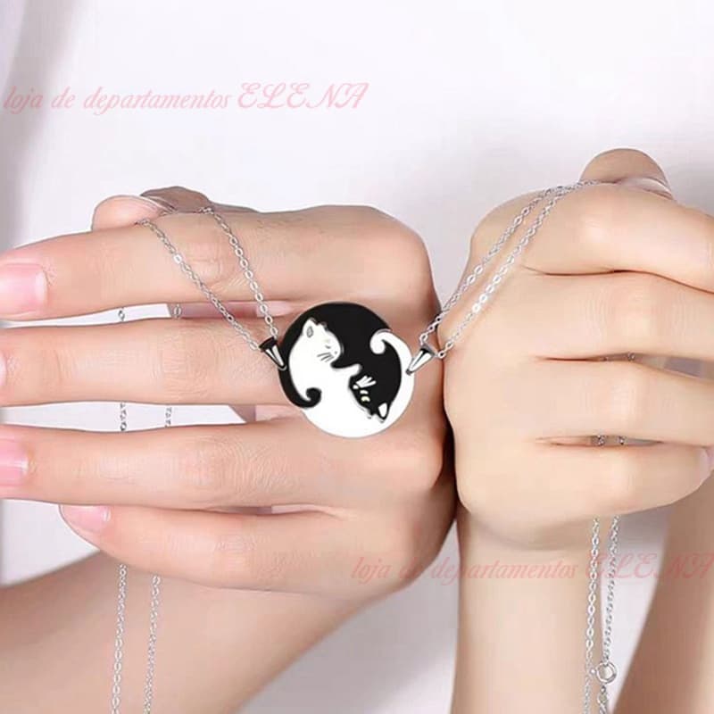 coLar de caSaL de Gato / Amor com corda de Couro | Love Cat StitchinG NeckLace CoupLe NeckLace With Leather rope