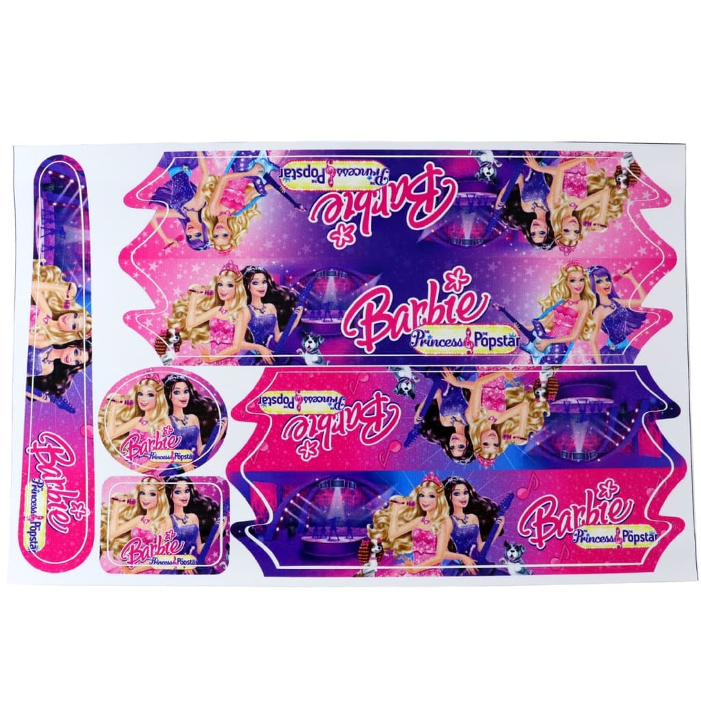 Adesivos Bike Infantil Cartela BARBIE POPSTAR Feminino Bicicleta Aro 14/16/20