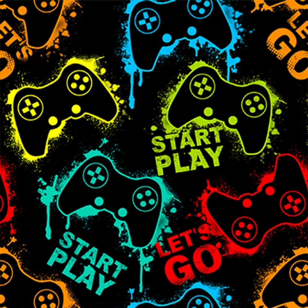 Papel de Parede Para Quarto Gamer Controles Start Play Decoração Quarto Menino