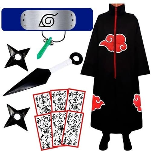 Akatsuki Capa Manto Nuvens Pulsos Gola Forrados Colar Top