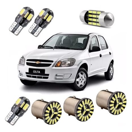Kit Lampadas Led Premium Celta Prisma Teto Placa Ré Torpedo