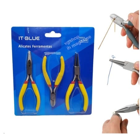 Kit com 3 unidades De Alicates Para Bijuteria e Artesanato Aço Inoxidável Eletrônica Pesca Oferta