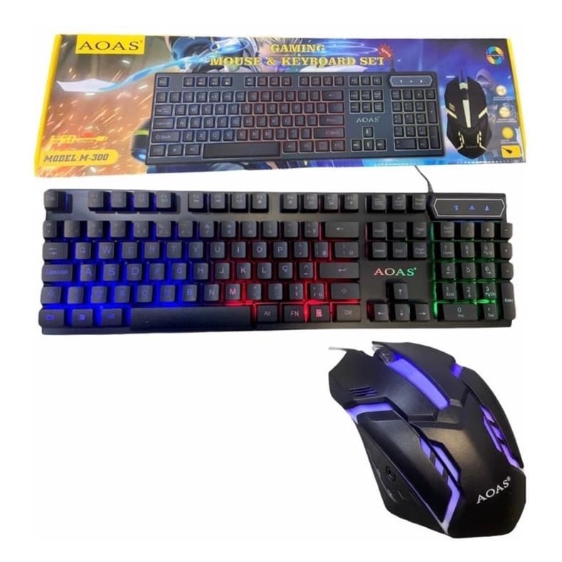 Kit Teclado E Mouse Gamer Rgb Led Iluminado Aoas M-300