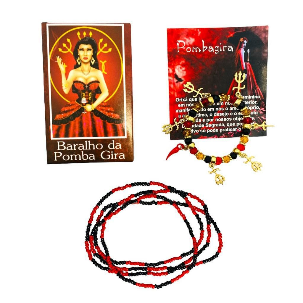 Kit Luxo Da Pombagira Baralho + Pulseira + Guia De Proteção