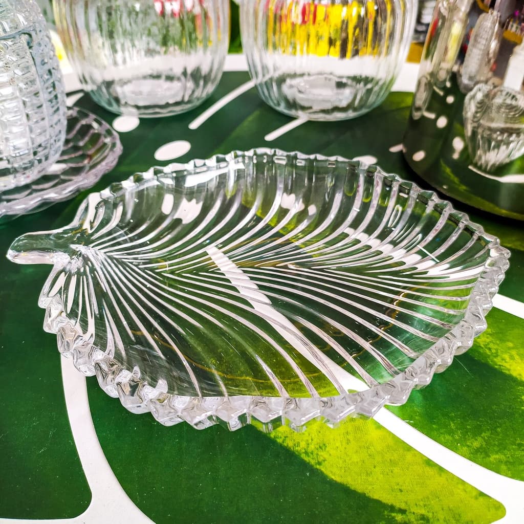 Petisqueira de Cristal Leaf, Petisqueira de Vidro, Petisqueira Lyor 20x17cm