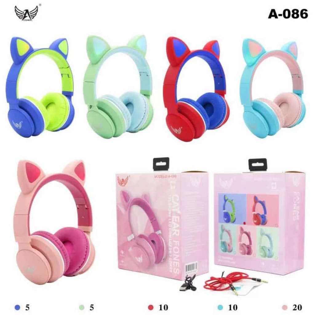 Fone de Ouvido Gato Orelha Bluetooth com Led Infantil A-086 - Altomex