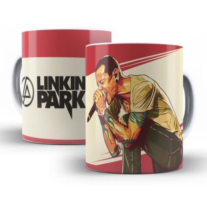Caneca Cerâmica Branca Linkin Park