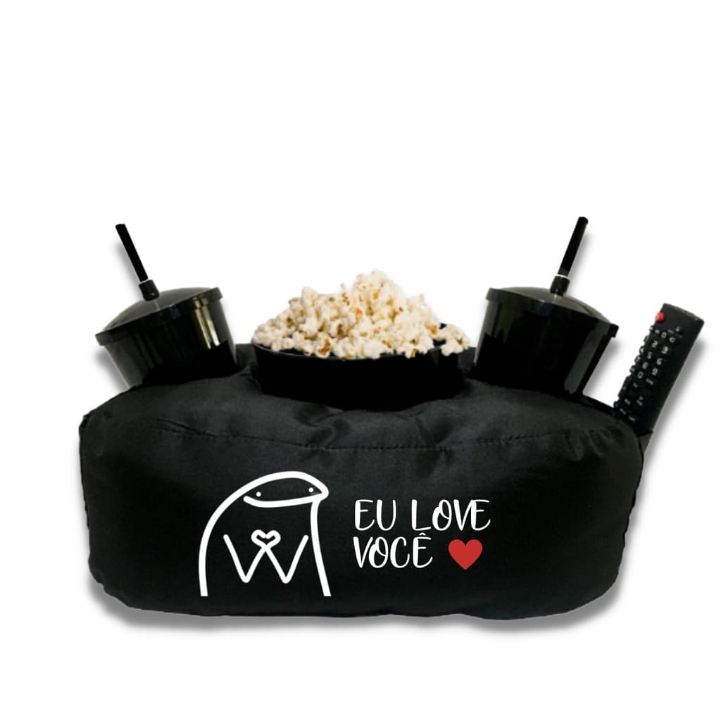 Almofada Porta Pipoca Casal Eu Love Você