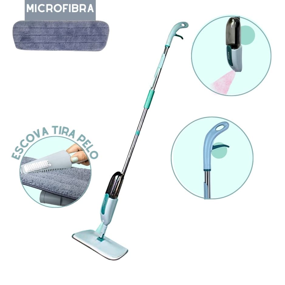 Mop Spray Esfregão Vassoura Rodo Com Reservatório Microfibra