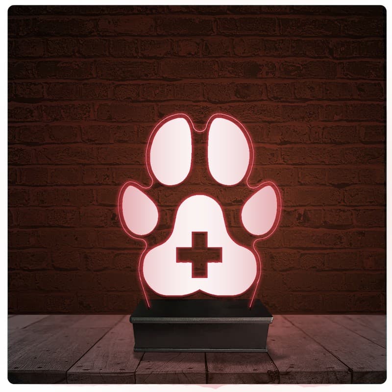 Abajur Luminária Acrílico Led - Clínica Veterinária pet dog