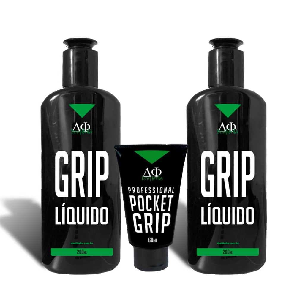 Grip Desfibrila 2 unidades + 1 Pocket - total aderência nos treinos
