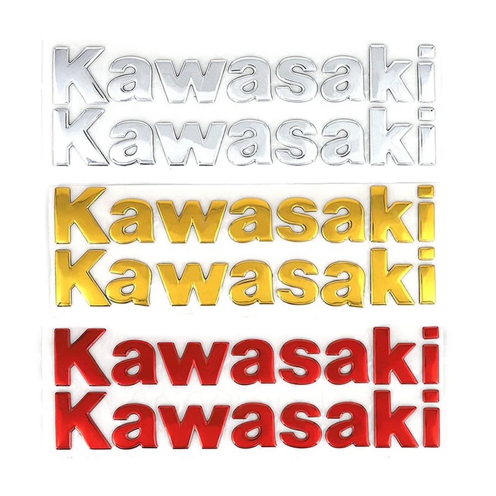 2 Pçs Kawasaki Letras De Borracha Macia 3D Emblema Decalque Adesivo Ouro Vermelho Prata Cor Para Motocicleta