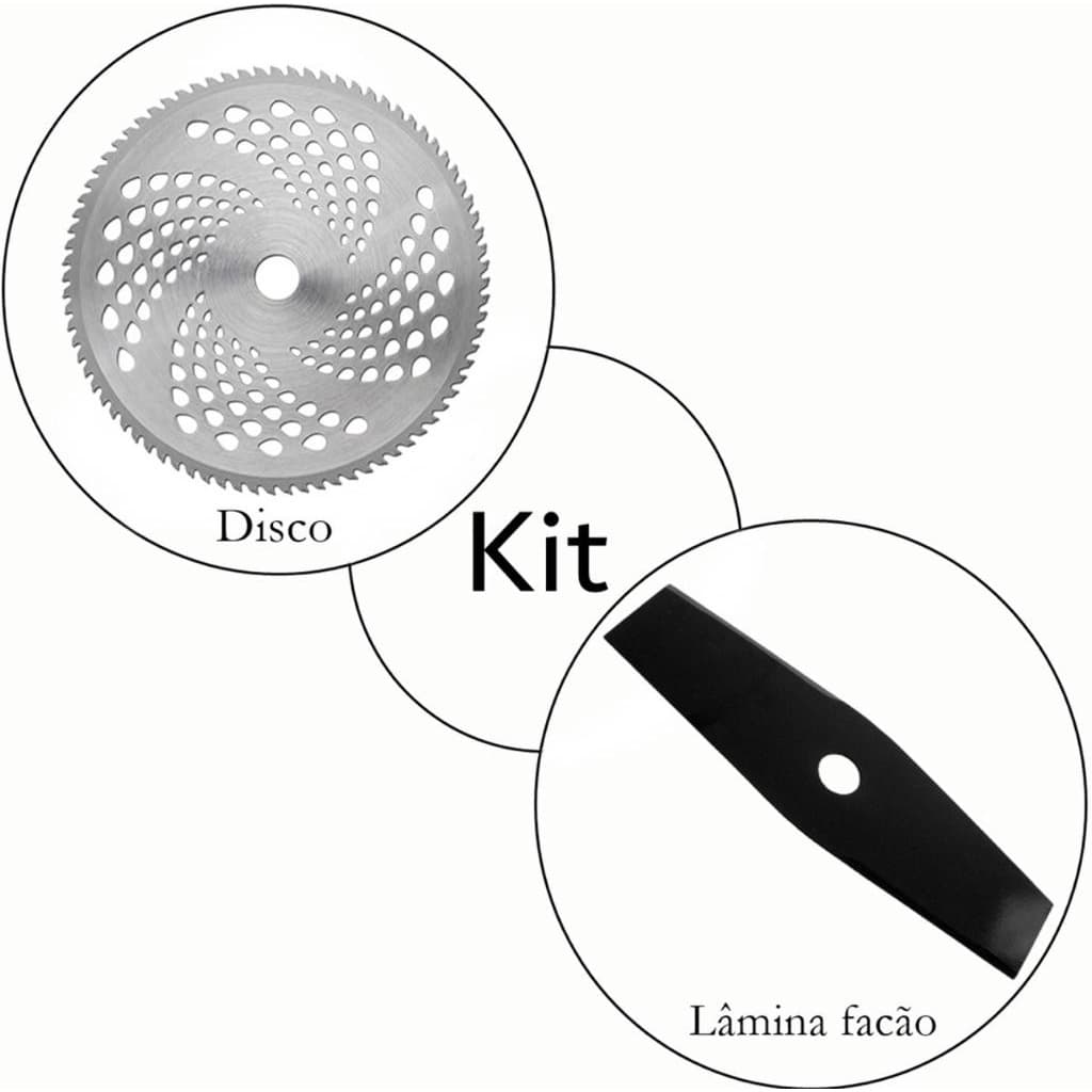 Kit Lamina Facão e Disco Para Roçadeira Terra Skim Vulcan Toyama Nakasaki Siga Tools Tekna