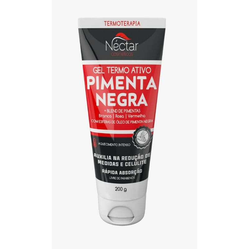 GEL TERMO ATIVO PIMENTA NEGRA REDUTOR DE MEDIDAS E CELULITE 200gr NÉCTAR COSMÉTICOS