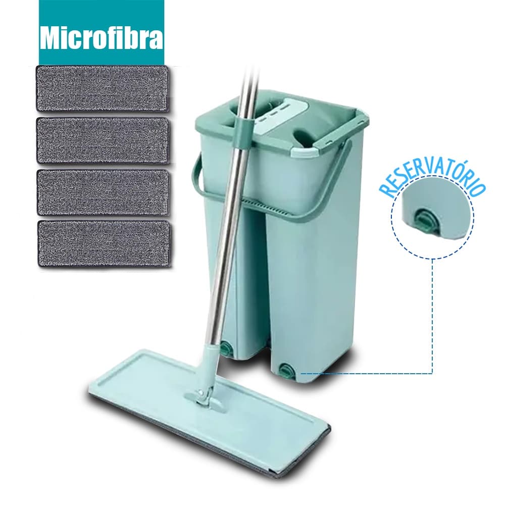 Mop Flat Duplo Rodo Balde Esfregao + Refil Ou Refil Separado