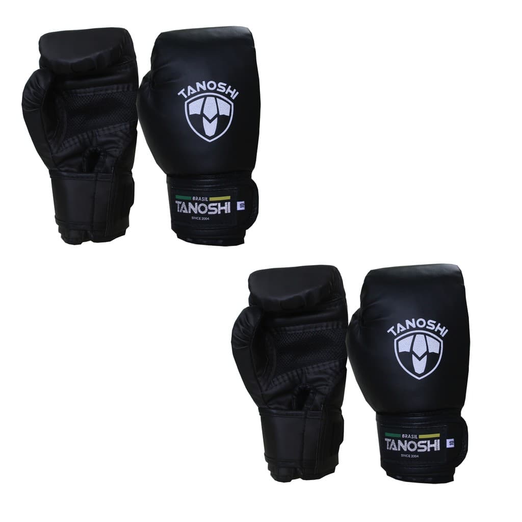 Kit 2 pares de luva Boxe MuayThai Sanda Kick black preto