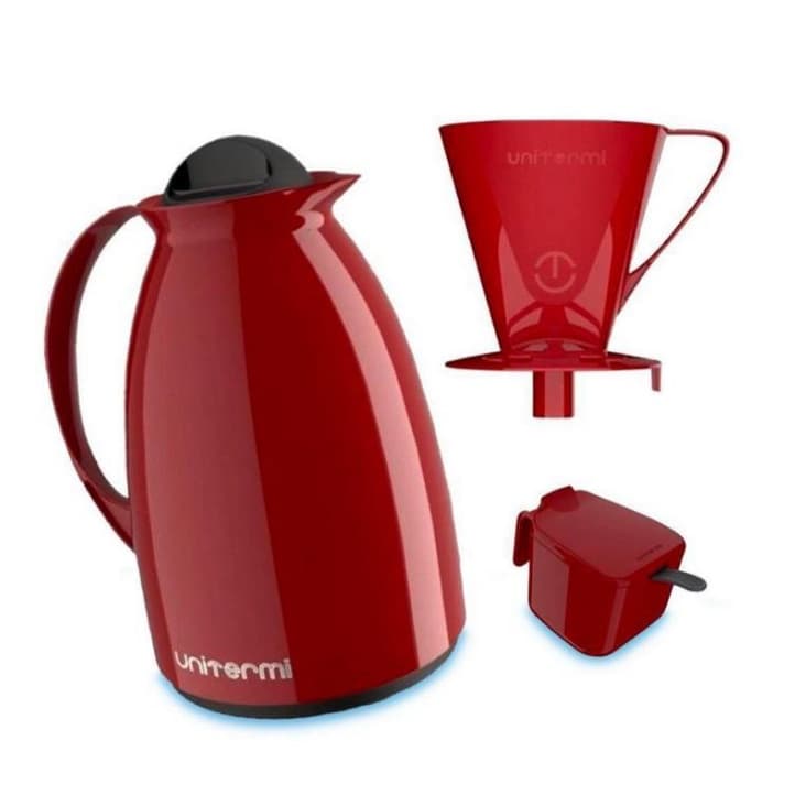 Kit Café Prático 3 Peças Unitermi c/ Garrafa Térmica, Suporte para FIltro, Açucareiro