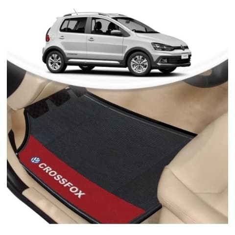 Tapete Borracha Automotivo Vw Crossfox Lado Vermelho 4 Pçs