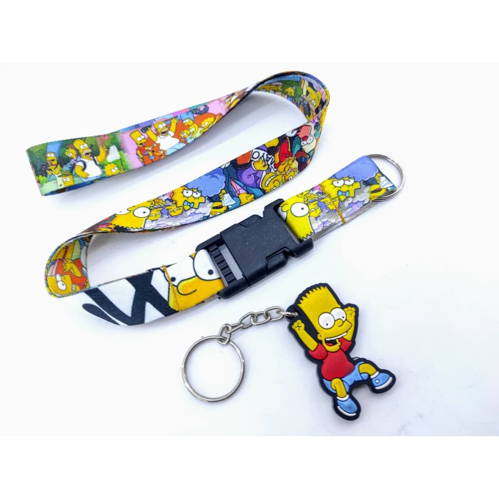 Os Simpsons Kit Cordão + Chaveiro, Cordão da Família para chave crachá e Chaveiro Bart