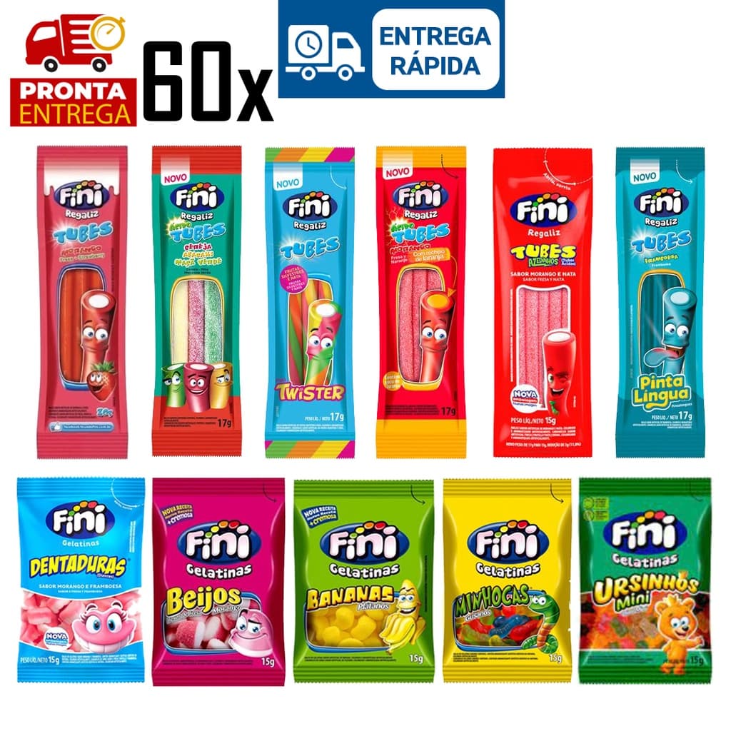 60 Pacotes Bala Fini Sabores Variados