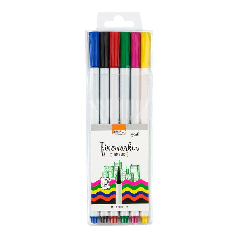 Caneta Hidrográfica Finemarker BRW Básicas 1.0mm c/ 6 unds