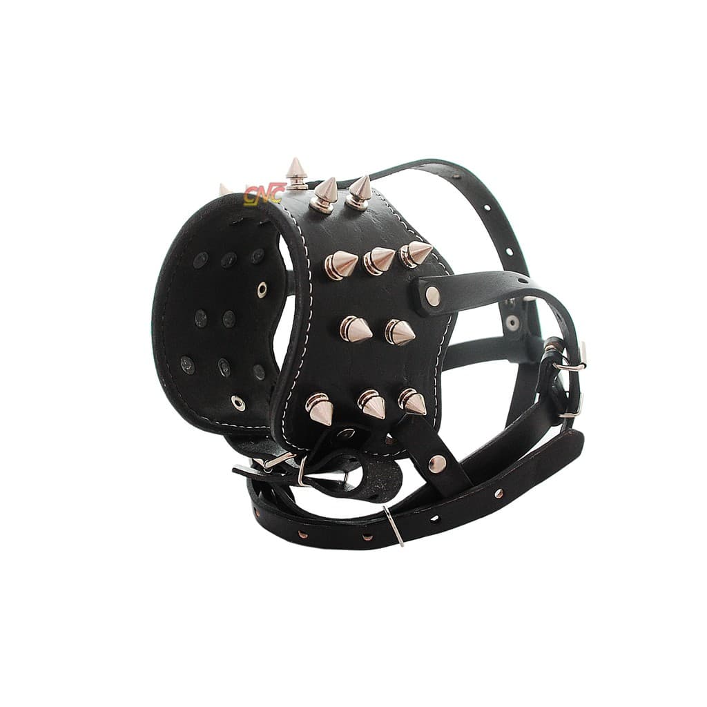Focinheira De Couro Pitbull Rottweiler Spikes
